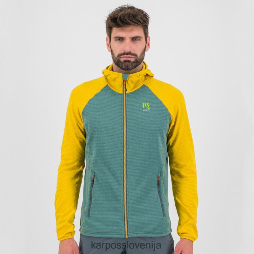 flis| severni Atlantik/limonin curry P4ZDFZ227 Karpos pulover s kapuco ambrizzola s polno zadrgo moški