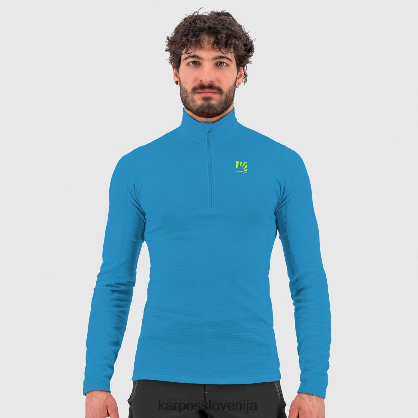 pulover s kapuco| modri dragulj P4ZDFZ277 Karpos croda lahka polovična zadrga moški