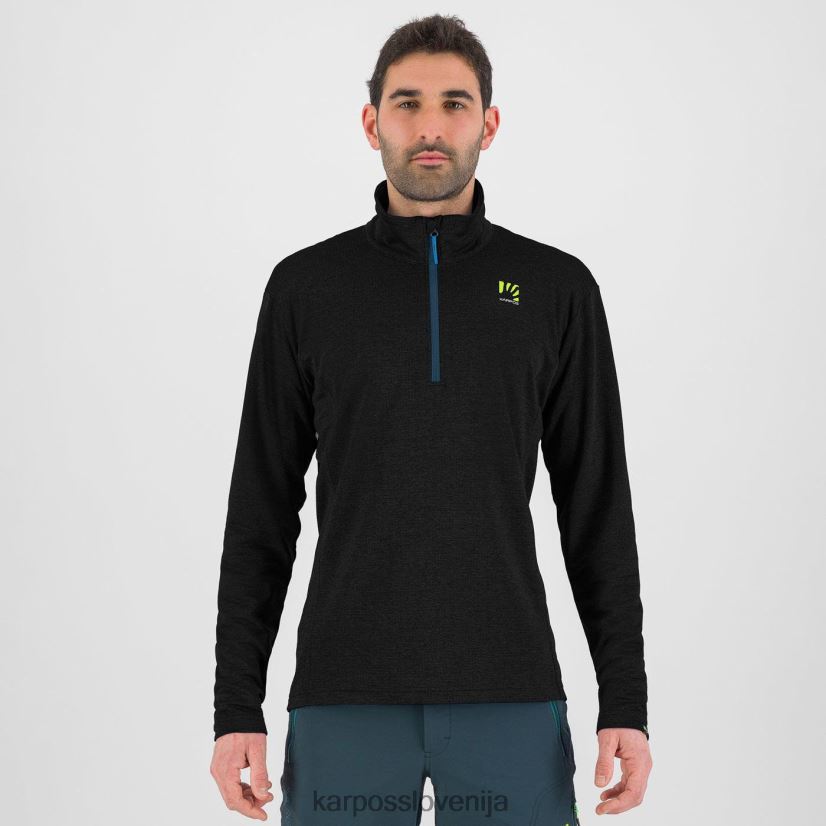 pulover s kapuco| Črna P4ZDFZ288 Karpos pizzocco polovična zadrga moški