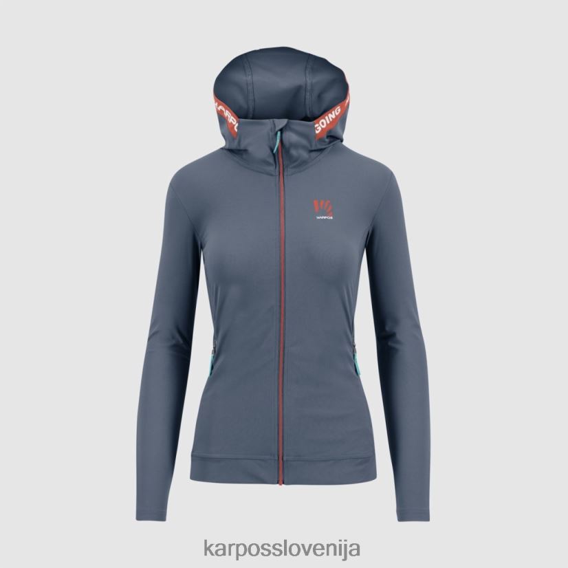 flis| vintage indigo/vroča korala P4ZDFZ1143 Karpos pulover s kapuco easyfrizz in polno zadrgo ženske