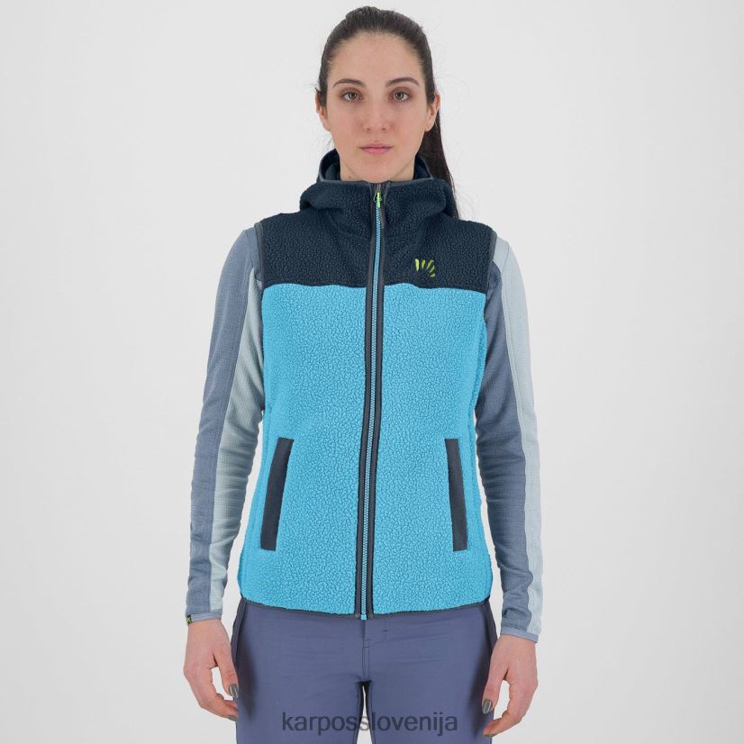 telovnik| modri atol/polnoč P4ZDFZ1093 Karpos Pulover s kapuco iz 80-ih z brezrokavnikom ženske